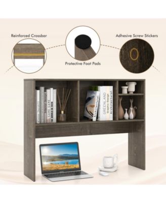 Computer Desktop Bookcase with 4 Cubbies and Open Back Compartment