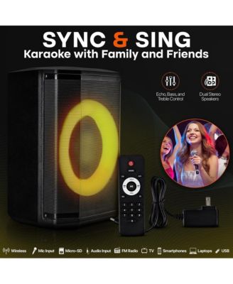 8 True Wireless Stereo Speaker System with LED Lights and Tripod Stand (PPHP868STBG)