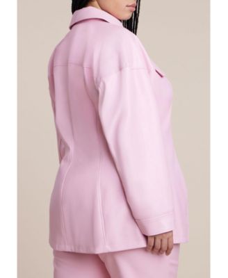 Women's Plus Size Pocket Detail Faux Leather Jacket