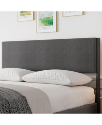 Platform Bed Frame Upholstered Headboard with 2 Large Drawers Metal Slats No Noise No Box Spring Easy Assembly