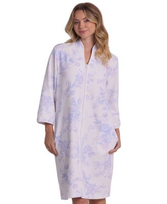 Women's 3/4-Sleeve Printed Short Zip Robe