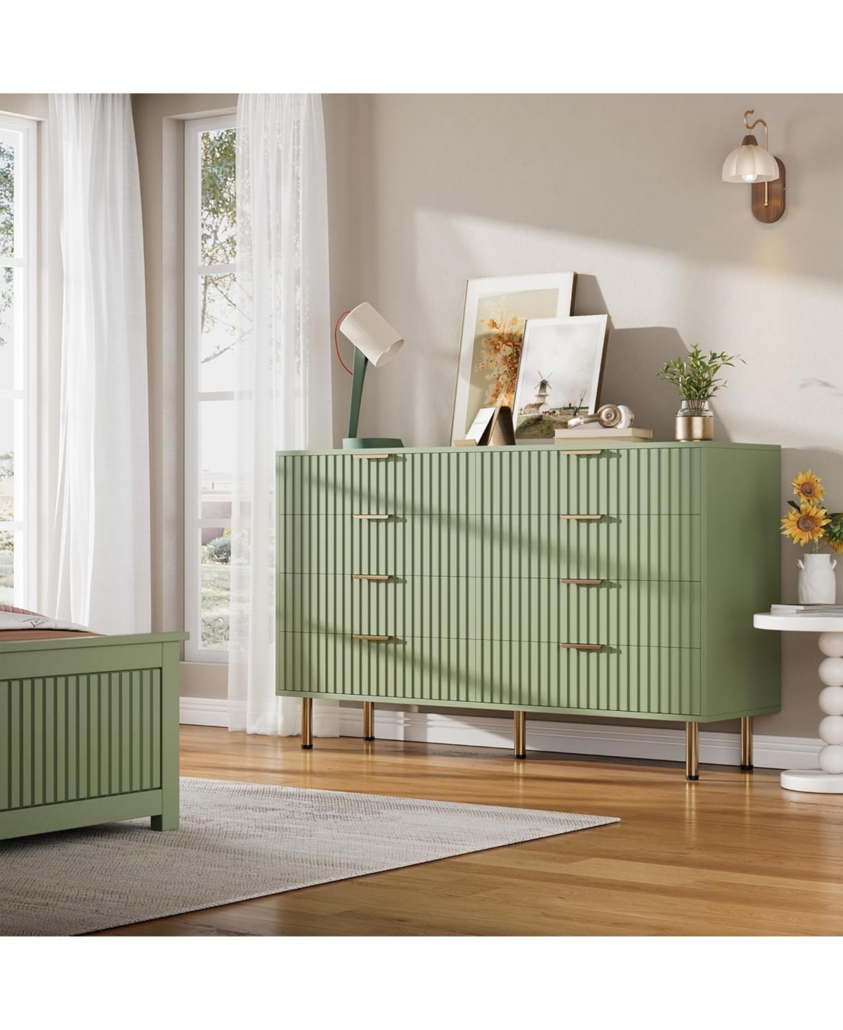 gaomon 8 Drawer Dresser Modern Wooden Chest with Metal Handles