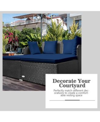 Rattan Patio Daybed Loveseat Sofa Yard Outdoor w/ Cushions Pillows