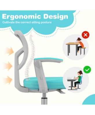 Kids Desk Chair with Adjustable Height Armrest and Footrest