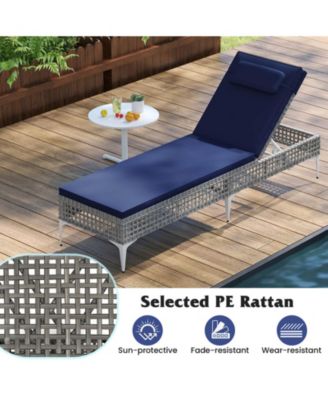 Patio Chaise Lounge Chair with Adjustable Backrest and Headrest