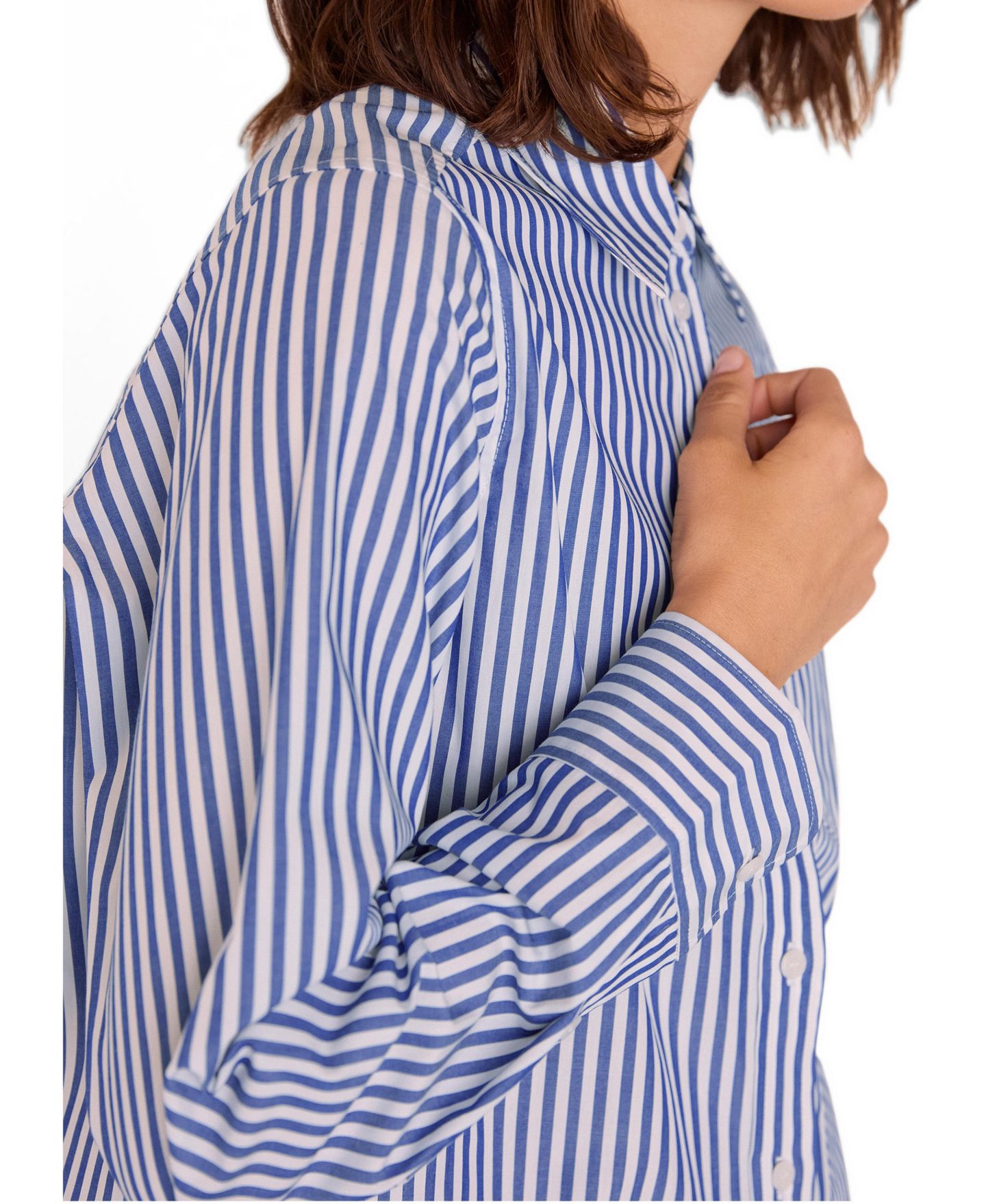 Женская рубашка Whistles Relaxed Fit Stripe, цвет: Пастельный синий — фото 4