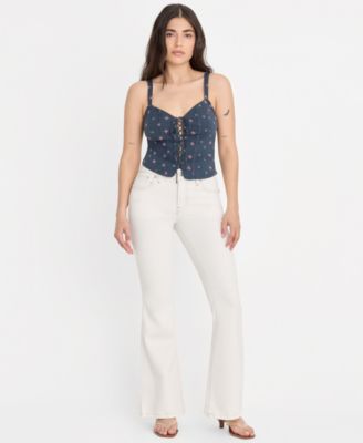 Petite Dolly Joleans Mid-Rise Flared-Leg Jeans