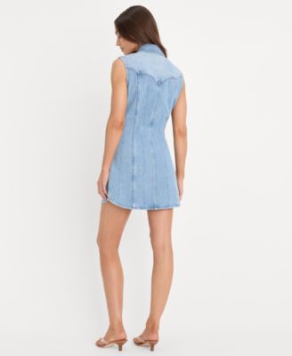 Women's Dolly Sleeveless Collared Neck Denim Dress