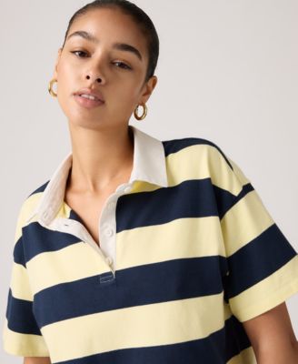 Women's Short-Sleeve Striped Polo-Shirt