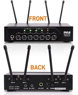 UHF Wireless Microphone System with Bluetooth - (4) Beltpacks and (4) Headset Mics PDWM4122