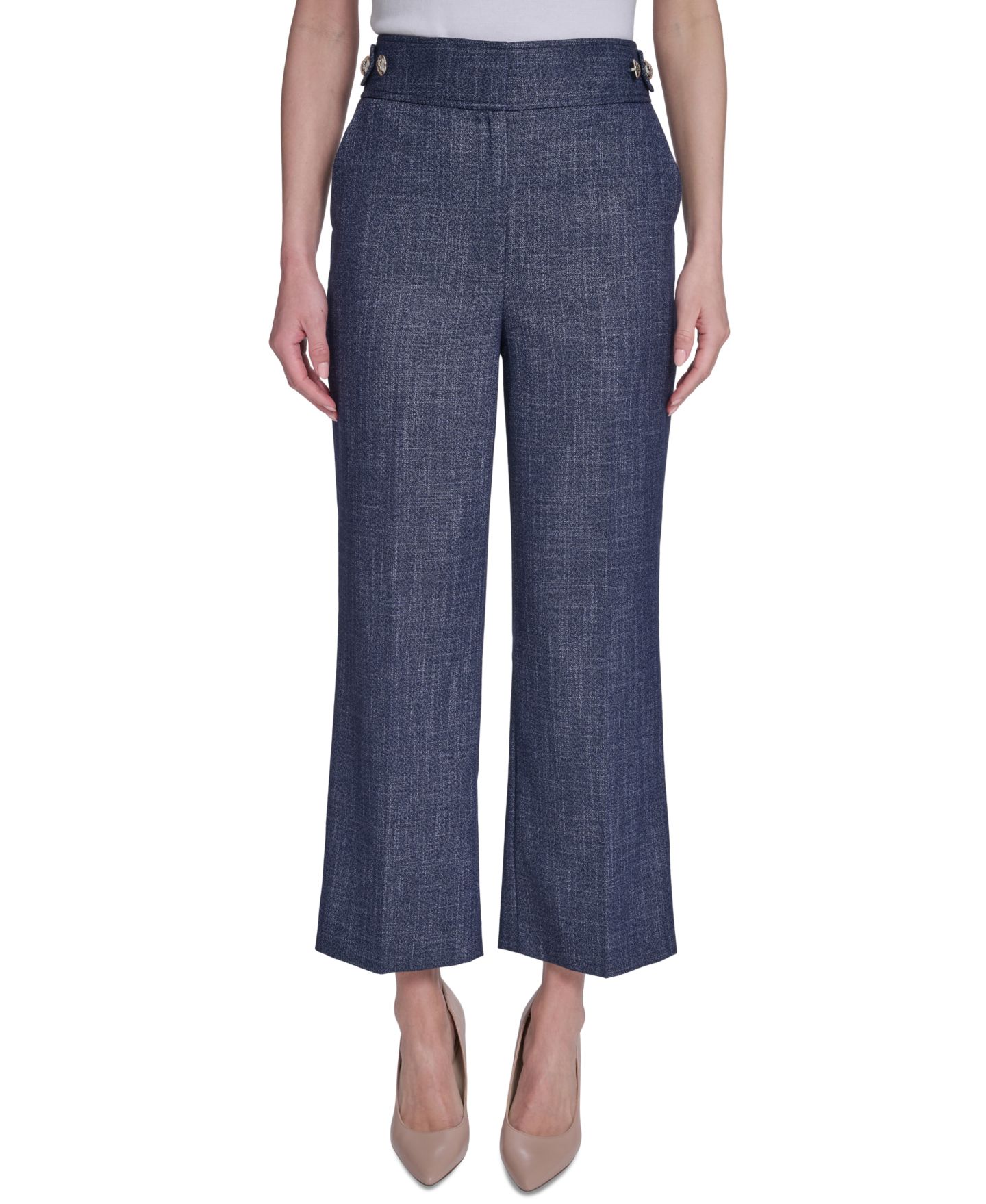Женские брюки Tommy Hilfiger Tabbed Waistband, цвет: Тёмно-синий / Слоновая кость — фото 1