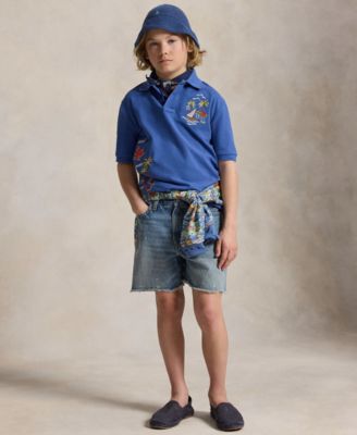 Boys' 8-20 Embroidered Mesh Short-Sleeve Polo Shirt