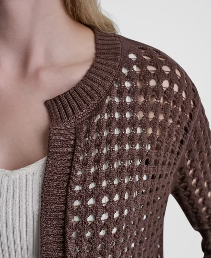 Women's Open-Stitch Drop-Shoulder Cardigan Sweater - thumbnail 10