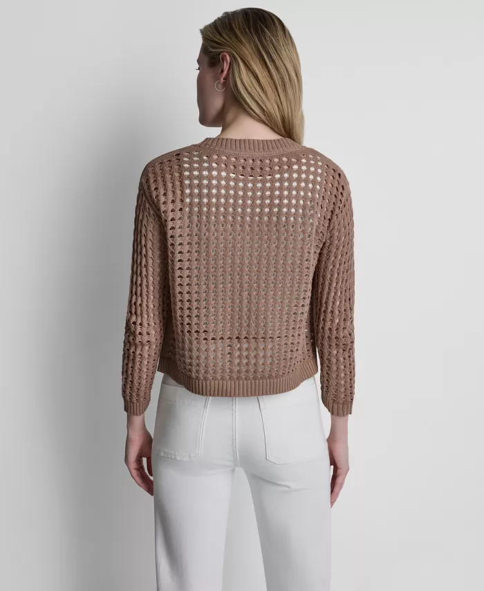 Women's Open-Stitch Drop-Shoulder Cardigan Sweater - thumbnail 6