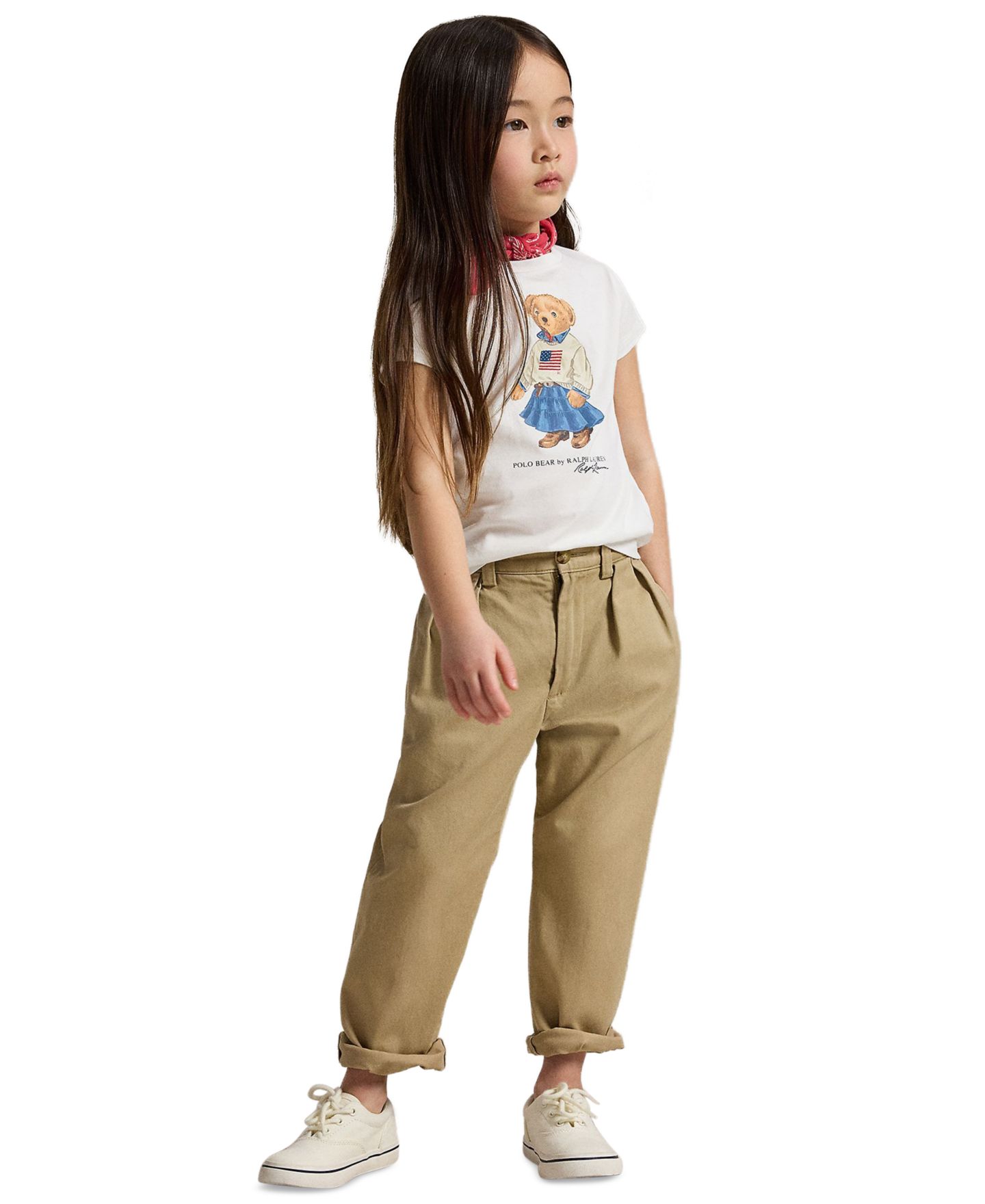 Футболка Polo Ralph Lauren Polo Bear Printed Short-Sleeve T-Shirt для девочек, цвет: Белый — фото 2