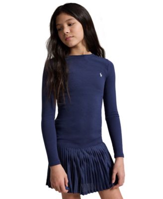 Girls' 7-16 Pleated-Skirt Ribbed Dress