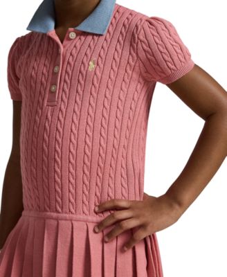 Girls' 2T-6X Mini-Cable Polo Collar Sweater Dress