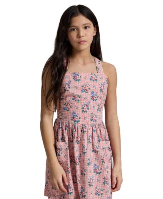 Girls' 7-16 Striped Square Neck Seersucker Dress