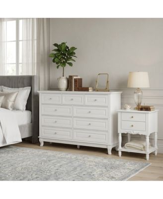 Modern 9 Drawer Dressing Table and 2 Drawer Bedside Table, Chest and Nightstand