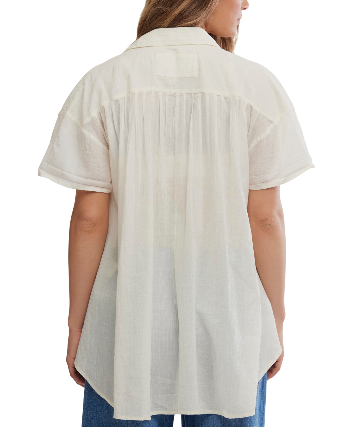 Free People Women's Float Away Short-Sleeve Collared Cotton Shirt