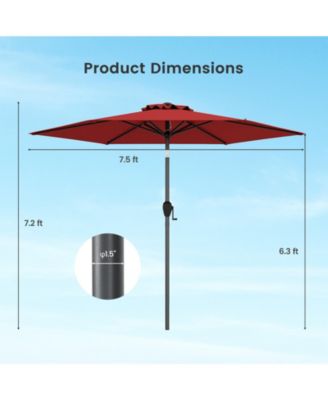 7.5 ft Heavy Duty Outdoor Market Umbrella with Push Button Tilt