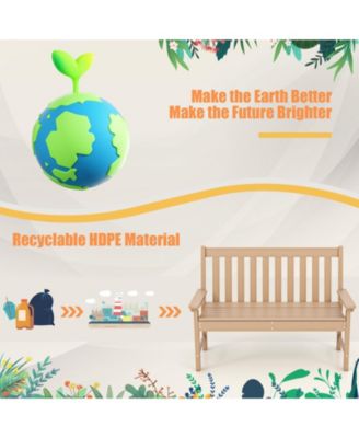 52 Inch All-Weather HDPE Outdoor Bench with Backrest and Armrests