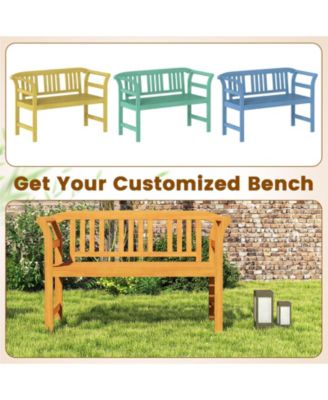 Acacia Wood 2-Person Patio Loveseat with Backrest and Armrests