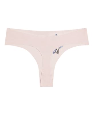 Women's Soft Seamless Thongs with Embroidery