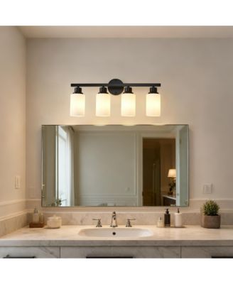 4-Light Matte Wall Lamps with Glass Shades (No Bulbs) Sconce Lighting for Bedroom Living Room