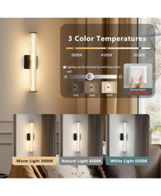 19.7'' Bathroom Wall Sconce Set of 2, Modern Single Sconce Wall Lighting, Upgrated K9 Crystal Bronze Wall Light, Bedroom Vanity Sconce