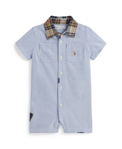 Детский полукомбинезон Polo Ralph Lauren Oxford с воротником мадрас, цвет: Синий