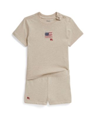 Baby Girls' Flag Jersey T-Shirt and French Terry Shorts, 2-Piece Set