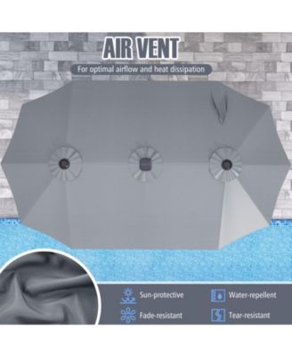 15.5 ft Extra Large Patio Umbrella with Solar LED Lights