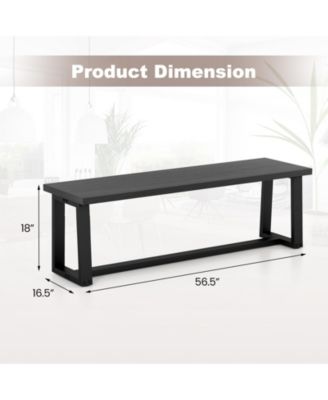 Wood Dining Bench with Metal Frame and Adjustable Foot Pads