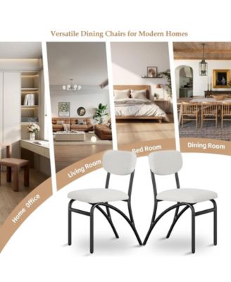 Set of 4 Modern Boucle Upholstered Dining Chairs with Metal Legs for Kitchen and Living Room