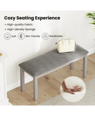 Upholstered Bedroom Bench with Padded Seat and Wood Legs