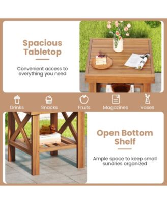 Outdoor Side Table with Storage Shelf for Small Spaces