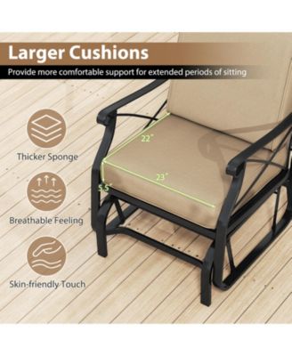 Patio Glider Rocking Chair with Metal Frame and Cushions
