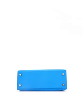 Kelly 25 Handbag Blue Epsom with Gold Hardware