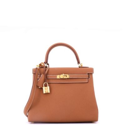 Kelly 25 Handbag Brown Togo with Gold Hardware