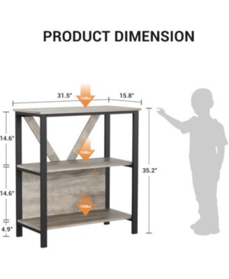 3-Tier Bookshelf with LED Lights, Industrial Metal Bookcase, Open Shelf Organizer for Living Room, Bedroom, Office