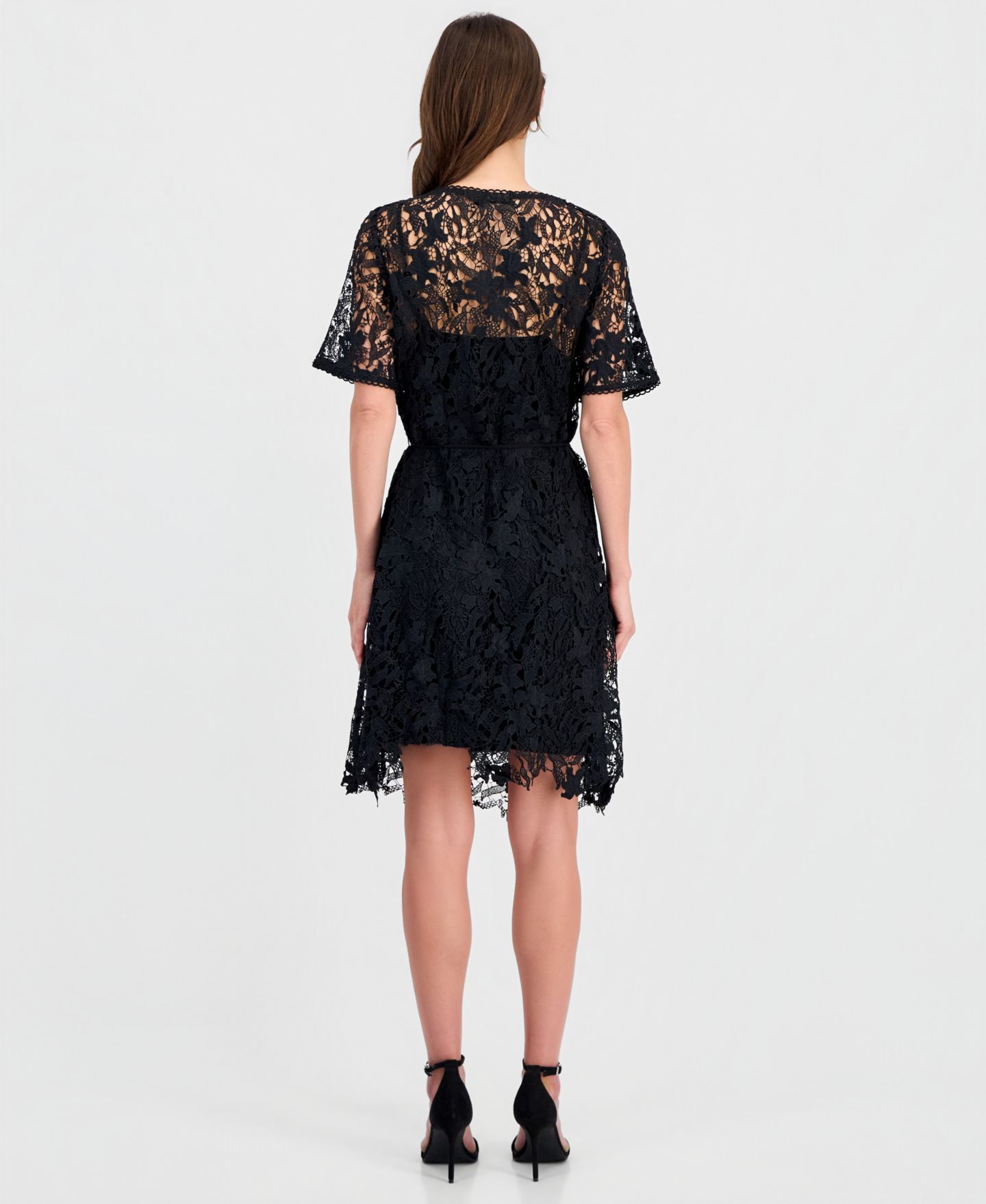 Женское платье I.N.C. International Concepts Short-Sleeve Lace, цвет: Глубокий чёрный — фото 2
