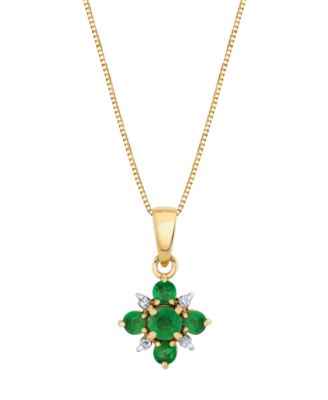 Emerald (8/15 ct. t.w.) & Diamond Accent Pendant Necklace in 10k Yellow Gold