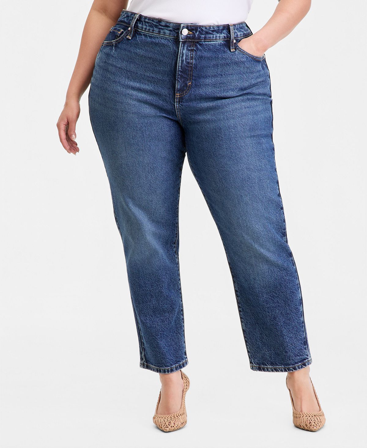 I.N.C. International Concepts Plus Size High-Rise Straight-Leg Jeans, Macy's Exclusive view 3 — MAYCSS fashion products