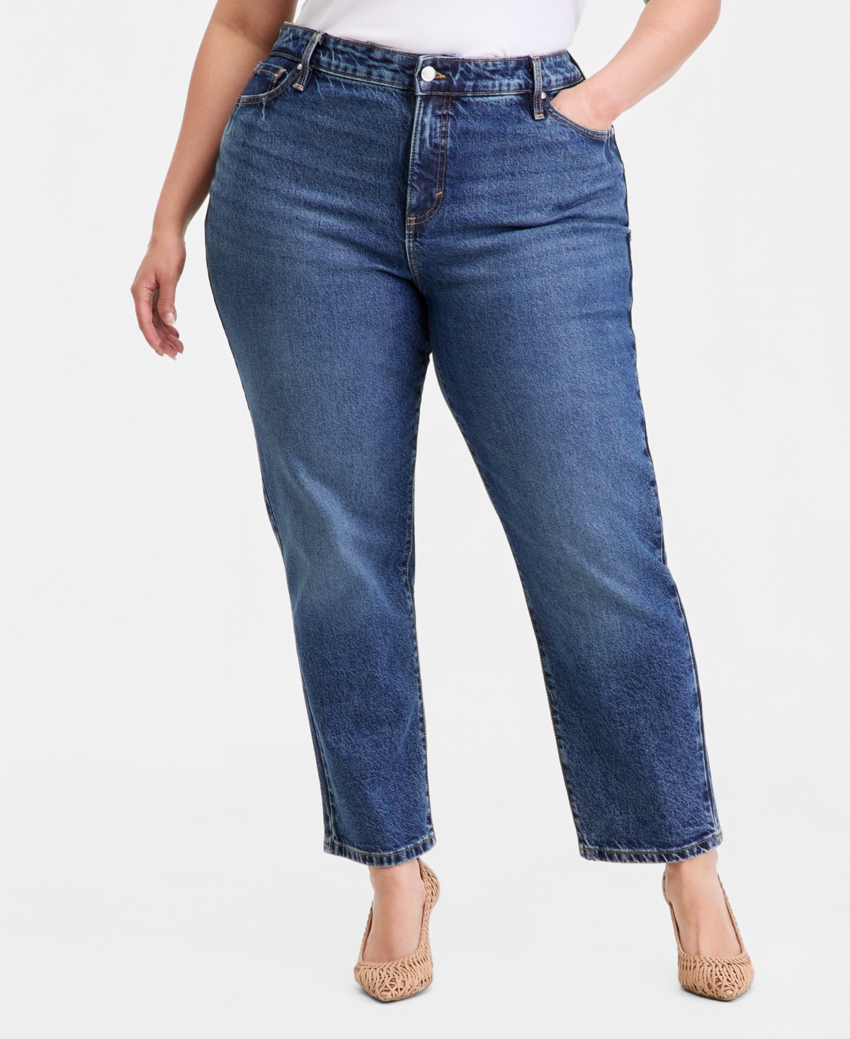 I.n.c. International Concepts Plus High Rise Straight Leg Jeans, Macy's Exclusive