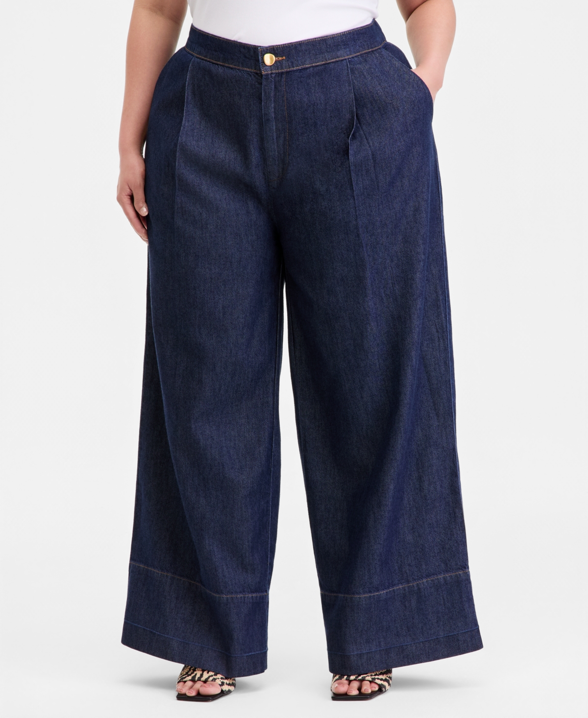 I.n.c. International Concepts Plus High-Rise Wide-Leg Jeans, Macy's Exclusive