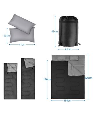 Two Person Waterproof Sleeping Bag with Two Pillows