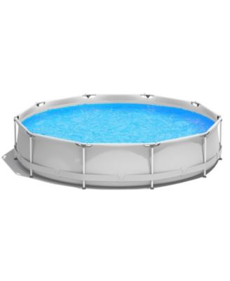 Round Above Ground Swimming Pool with Cover in Gray
