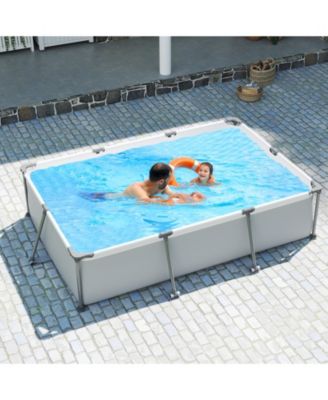 Above Ground Family Swimming Pool with Metal Frame 10 ft