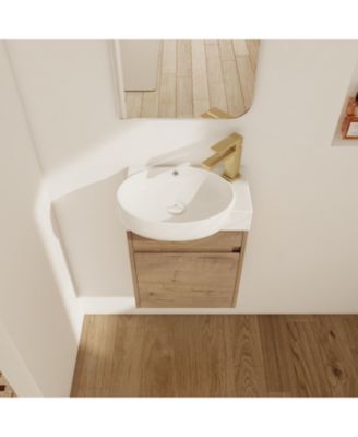 Soft Close Doors Bathroom Vanity With Sink,16 Inch For Small Bathroom